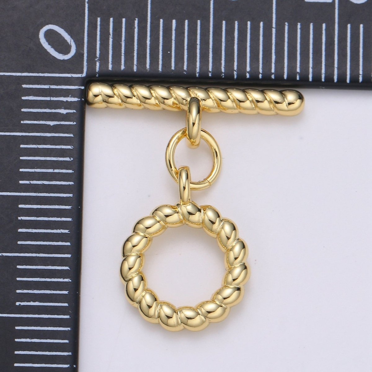 10.6 mm 24K Gold twisted pretzel Toggle Clasp with jump ring-Gold, for necklace, bracelet, DIY Jewelry making L-139