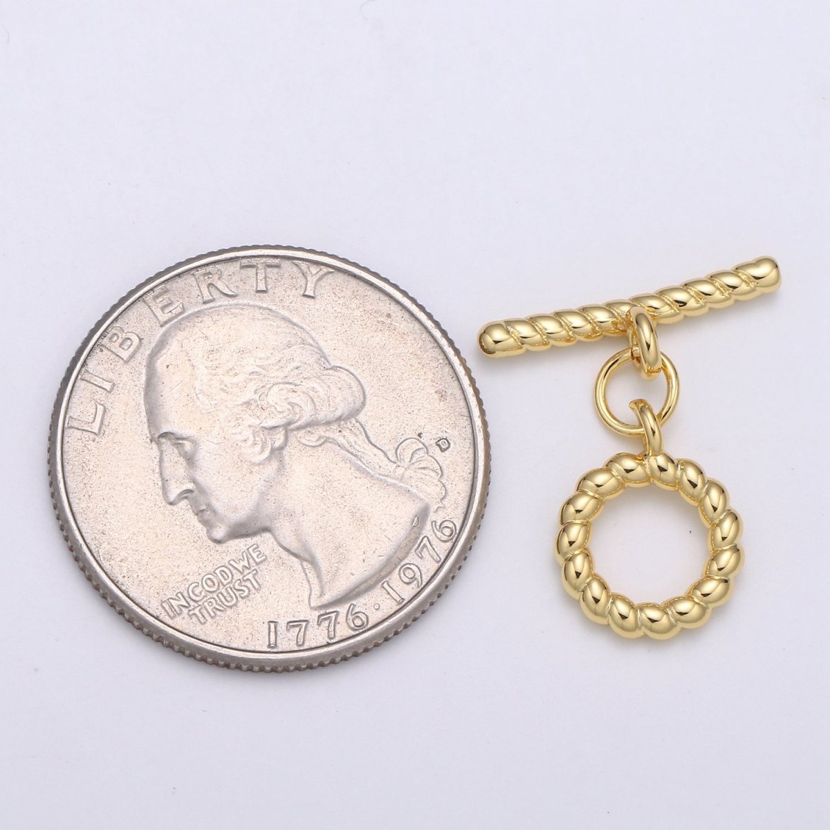 10.6 mm 24K Gold twisted pretzel Toggle Clasp with jump ring-Gold, for necklace, bracelet, DIY Jewelry making L-139