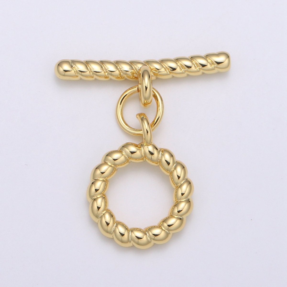 10.6 mm 24K Gold twisted pretzel Toggle Clasp with jump ring-Gold, for necklace, bracelet, DIY Jewelry making L-139