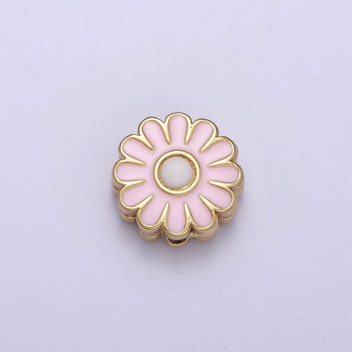 10mm Daisy Flower Bead Spacer Pink Mini Floral Nature Gold Filled Art Jewelry Making Beads B-765