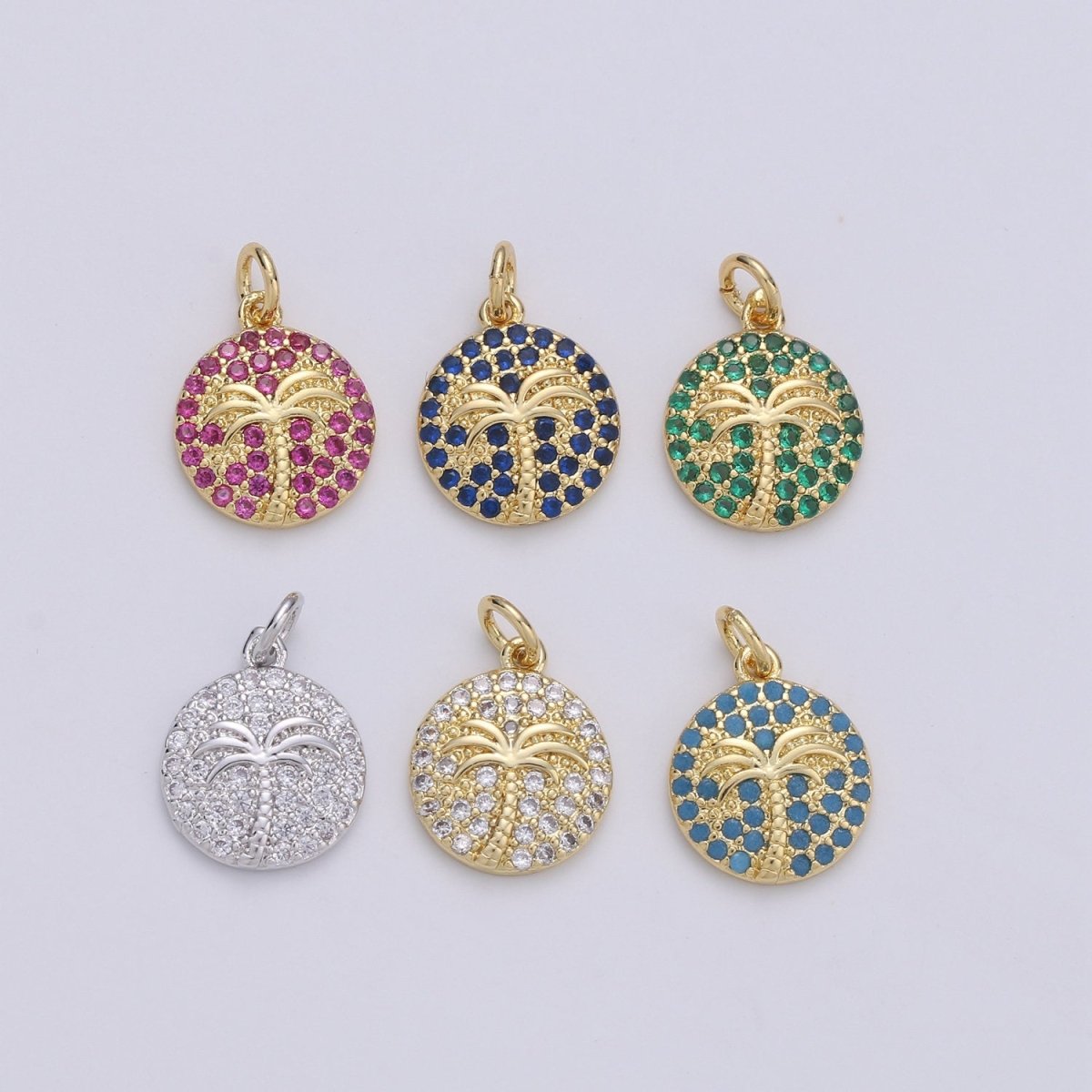 10x15mm 14k Gold Filled Charms, Pave Palm Tree, CZ Charms, Palm Tree Pendant, Gold Charms, CZ Pendant, Charms, Micro Pave Charm D-645 TO D-650