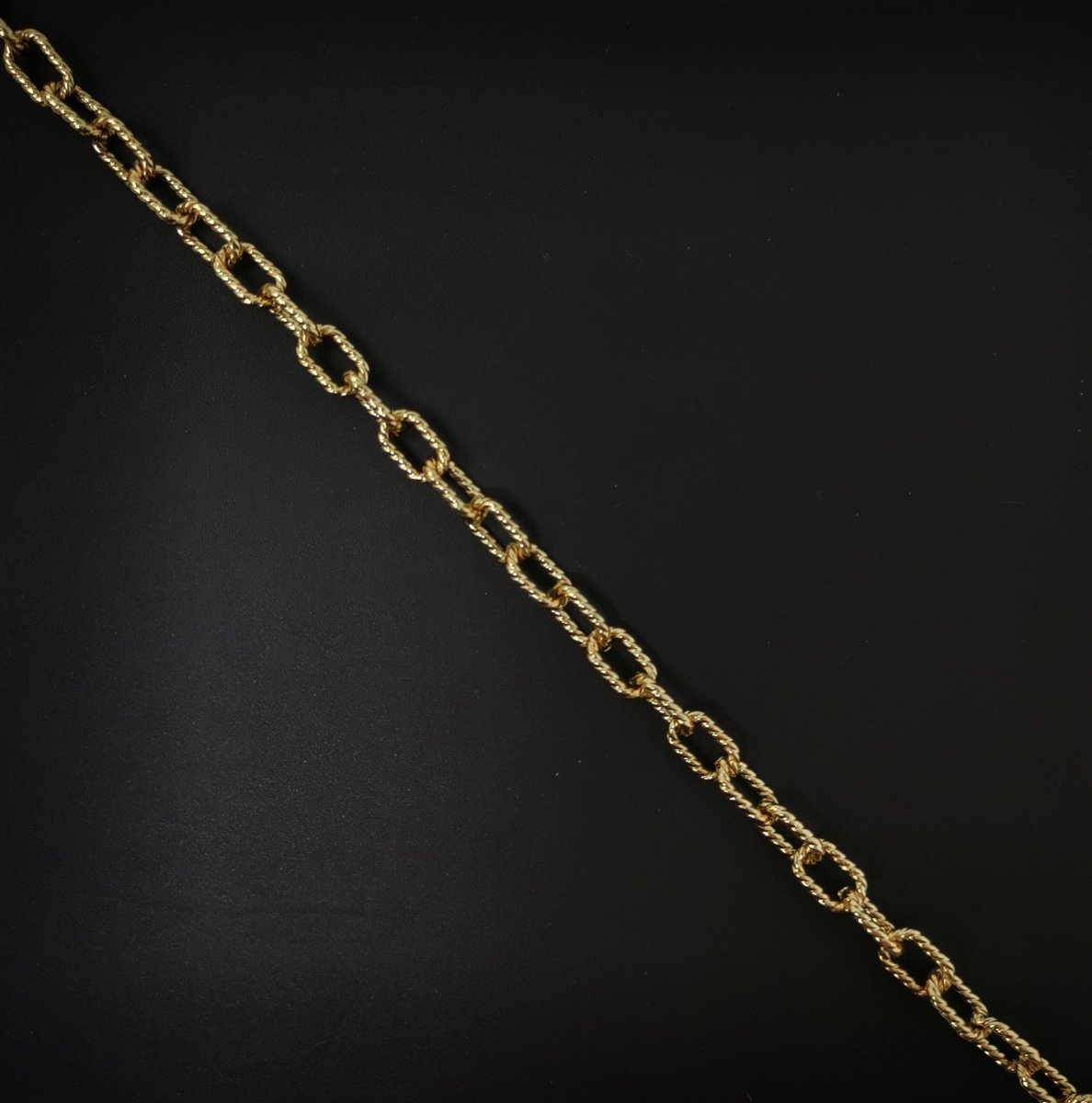 10x6mm 24k Gold Filled Paper Clip Chain Twisted Texturized Tubed Chain, Elongated Oval Chain by Yard for Necklace Bracelet Supply | ROLL-088