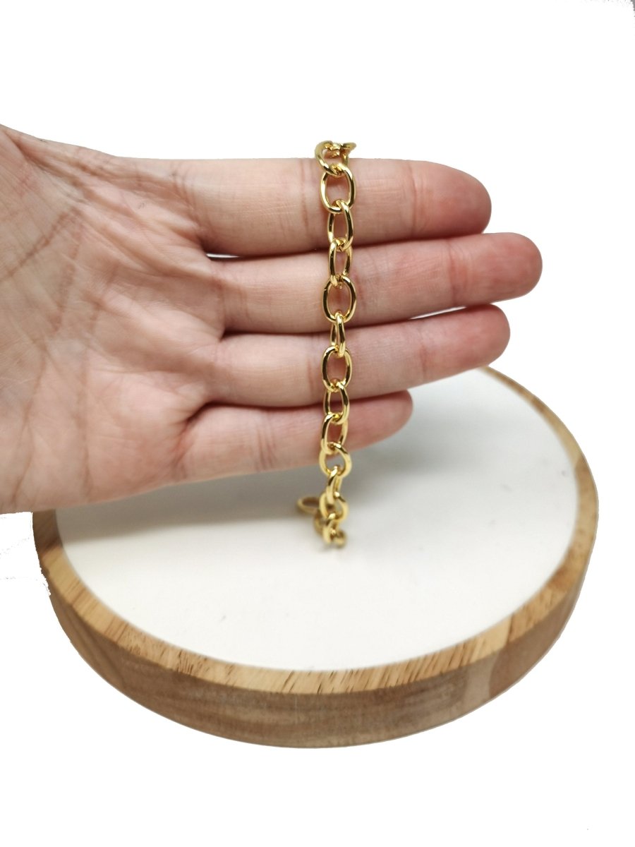 10X7mm Chunky Rolo CABLE Chain, 24K Gold Plated Sold by Yard, Unfinished Chain For Necklace Bracelet Anklet Supply | ROLL-099 Clearance Pricing