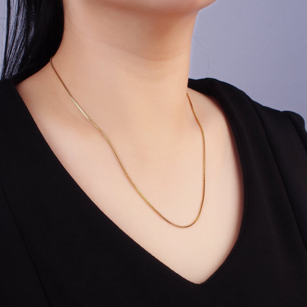 1.1mm Adjustable Box Chain Necklace Gold Up To 20" long | WA-2422