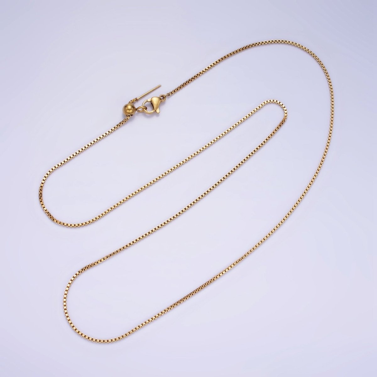 1.1mm Adjustable Box Chain Necklace Gold Up To 20" long | WA-2422