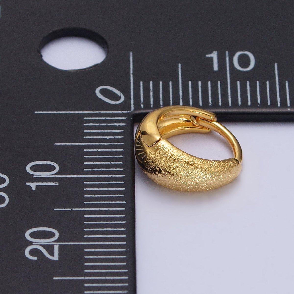 11mm Hammered Textured Dome Everyday Gold Huggie Earrings | AB121