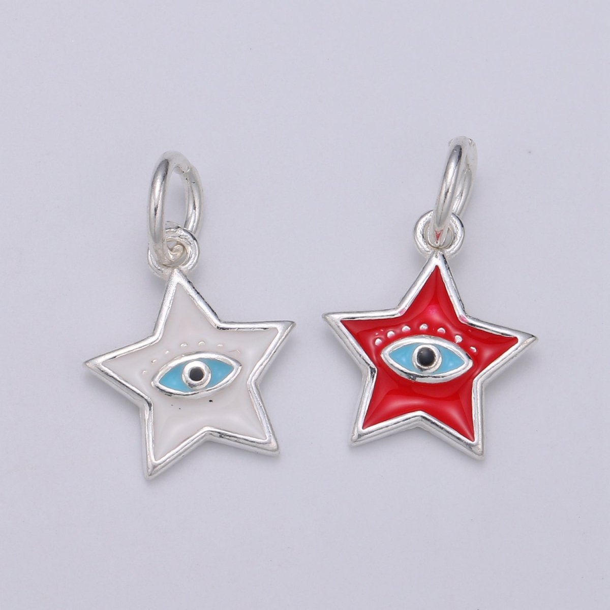 11mm Sterling Silver Star Charm - Sterling Silver Star Charm - Silver Celestial Charm - Star Pendant - Silver Evil Eye Pendant SL-023 SL-024