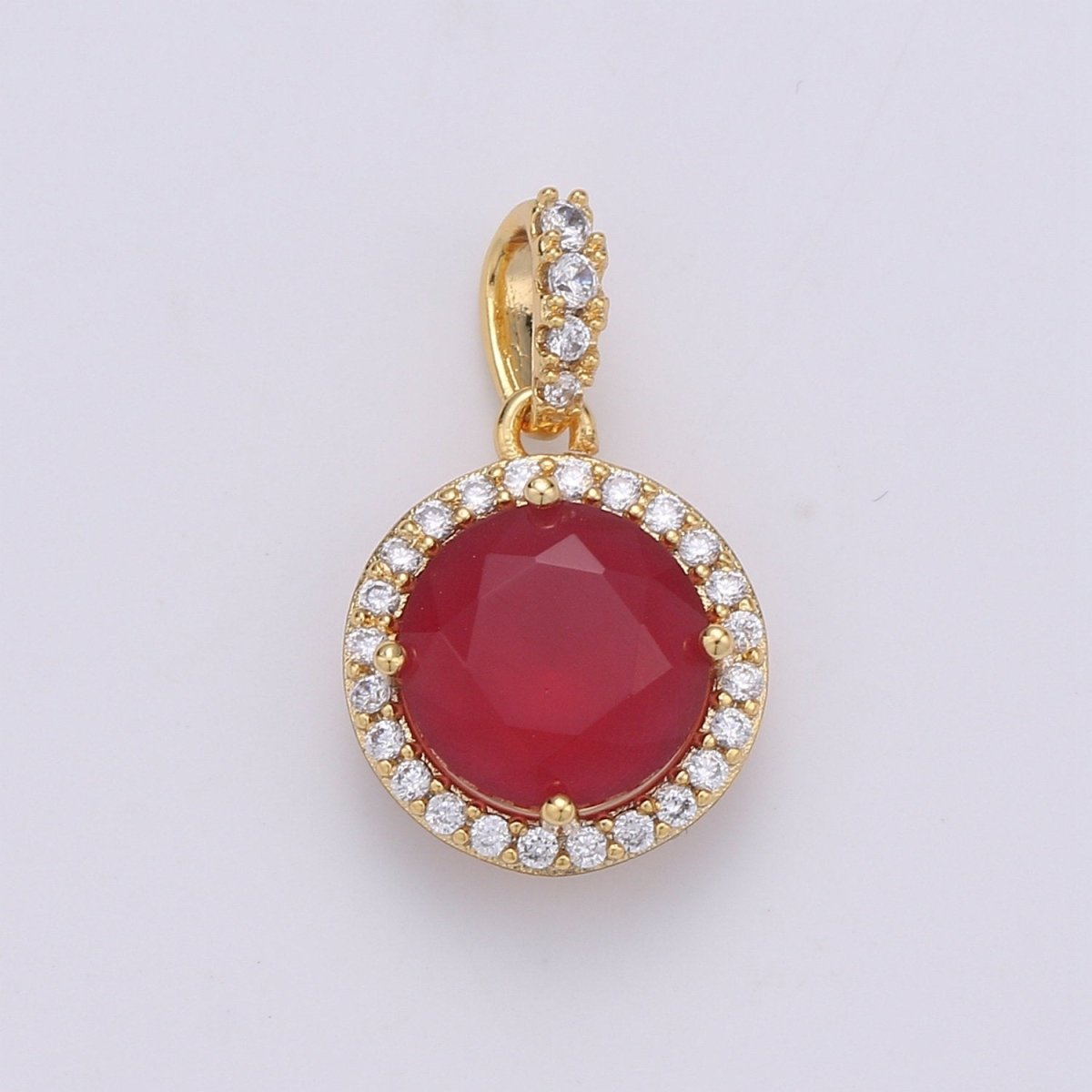 12mm Red Garnet Charm - 24k Gold Filled Charm 19mm x 11mm - Gemstone Bezel Charm - Tiny Red Charm Pendant Bulk Findings Birthstone J-121