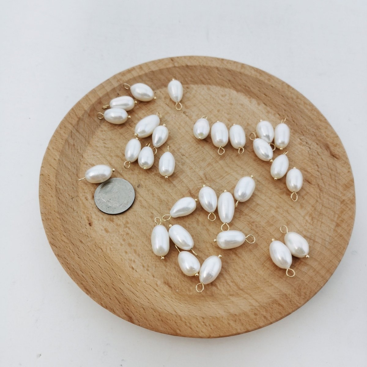 12x8 mm Oval Freshwater Pearl with ring, Fresh Water round pearls supply for Bridal Jewelry Necklace Earring Component P-1793
