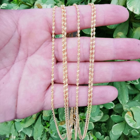 13.7 inch Singapore Finished Chain For Necklace Making, 24K Gold Plated Chain, Dainty 2mm Criss Cross Necklace w/ Spring Ring | CN-833  Clearance Pricing