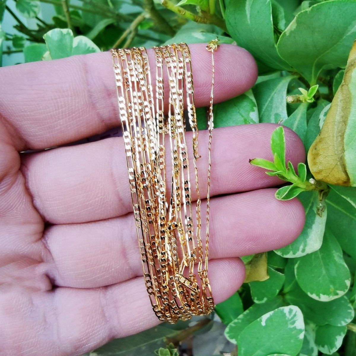 14 inch Figaro Chain Necklace, 24K Gold Plated Figaro Finished Necklace For Jewelry Making, Dainty 1.8mm Figaro Necklace w/ Lobster Clasps | CN-805  Clearance Pricing