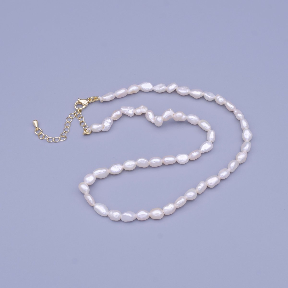 OS 14.5 Inch Natural 5mm Genuine White Freshwater Pearl Choker Necklace | WA-1460 Clearance Pricing