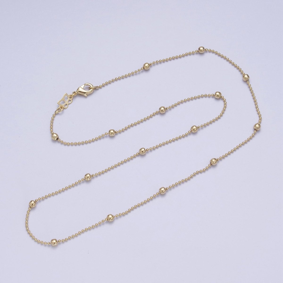 14K Gold 18 Inch Beaded 3mm Bead Chain Necklace with Lobster Clasps For Jewelry Making | WA-1169 Clearance Pricing