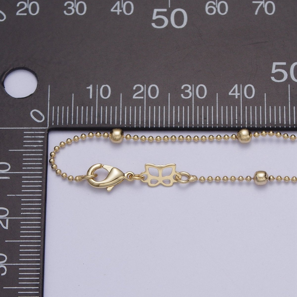 14K Gold 18 Inch Beaded 3mm Bead Chain Necklace with Lobster Clasps For Jewelry Making | WA-1169 Clearance Pricing
