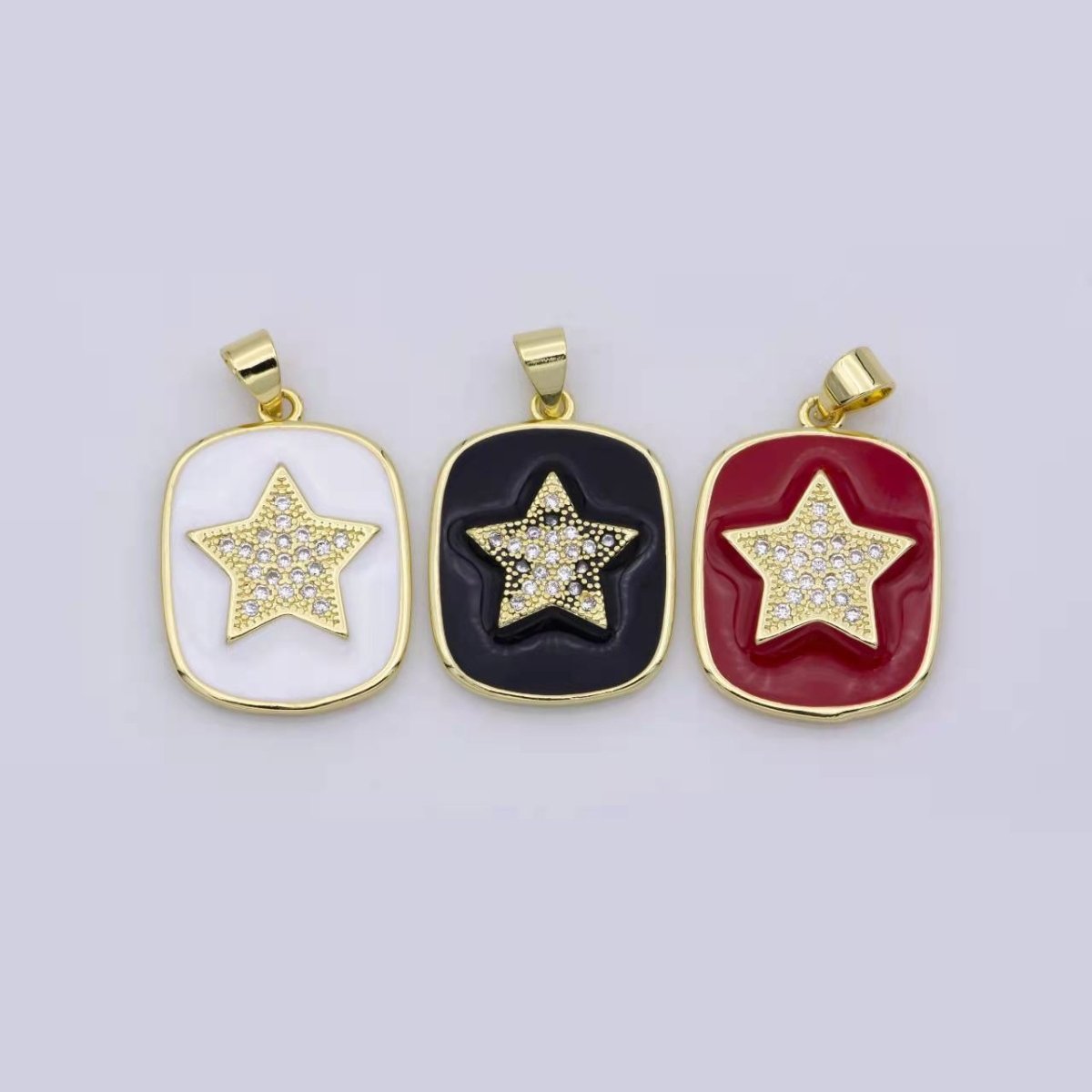 Aimvogue 14K Gold Enamel Star Charm Tag Pendant, Black White  Red Star Charm, Enamel Jewelry for Necklace Component  I-446 I-447 J-929