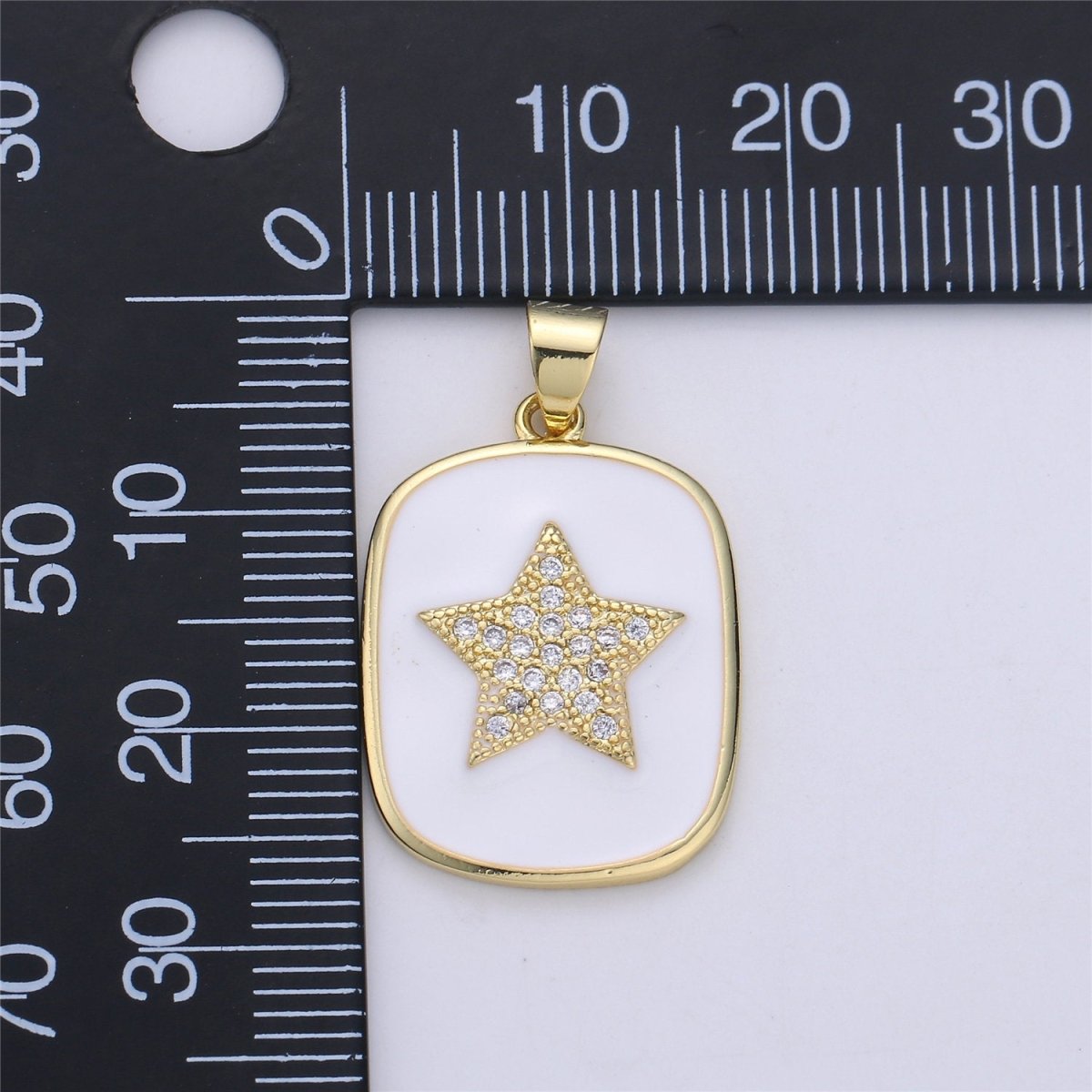 Aimvogue 14K Gold Enamel Star Charm Tag Pendant, Black White  Red Star Charm, Enamel Jewelry for Necklace Component  I-446 I-447 J-929