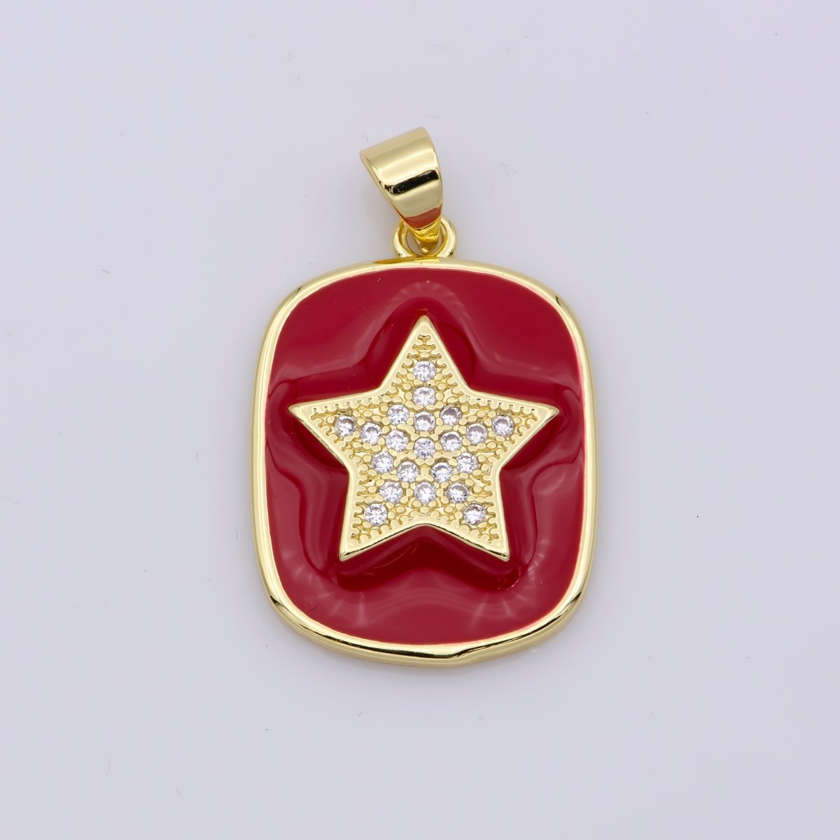 Aimvogue 14K Gold Enamel Star Charm Tag Pendant, Black White  Red Star Charm, Enamel Jewelry for Necklace Component  I-446 I-447 J-929
