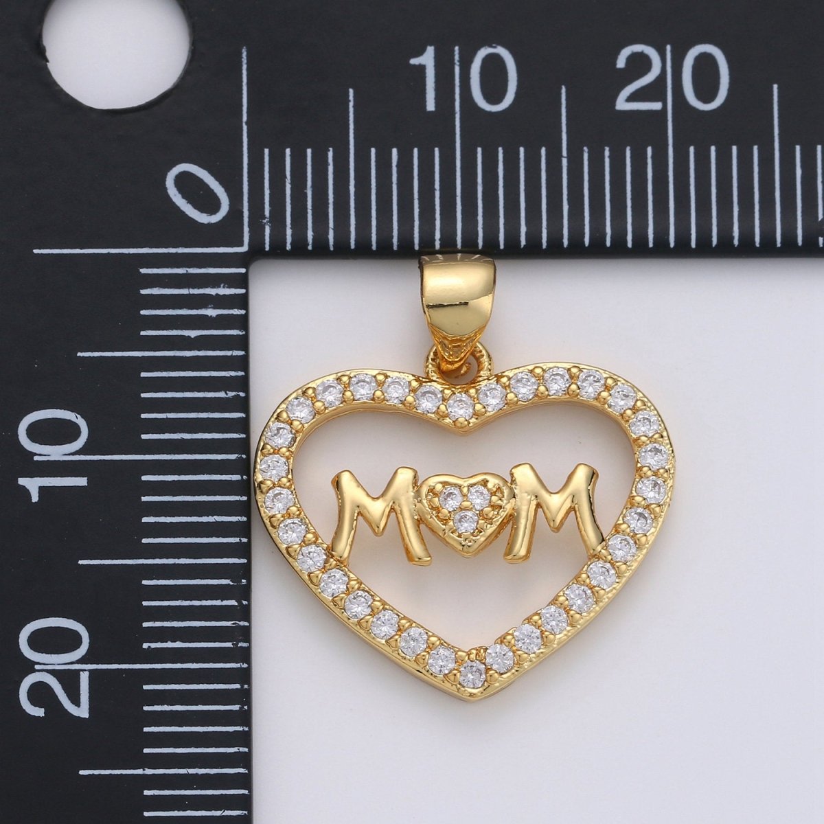 14k Gold Fill Micro Pave Mother Charm - Mom Necklace Charm - Mother Bracelet Charm - Mother's Day Gifts - Mom Letter Necklace Pendant I-667