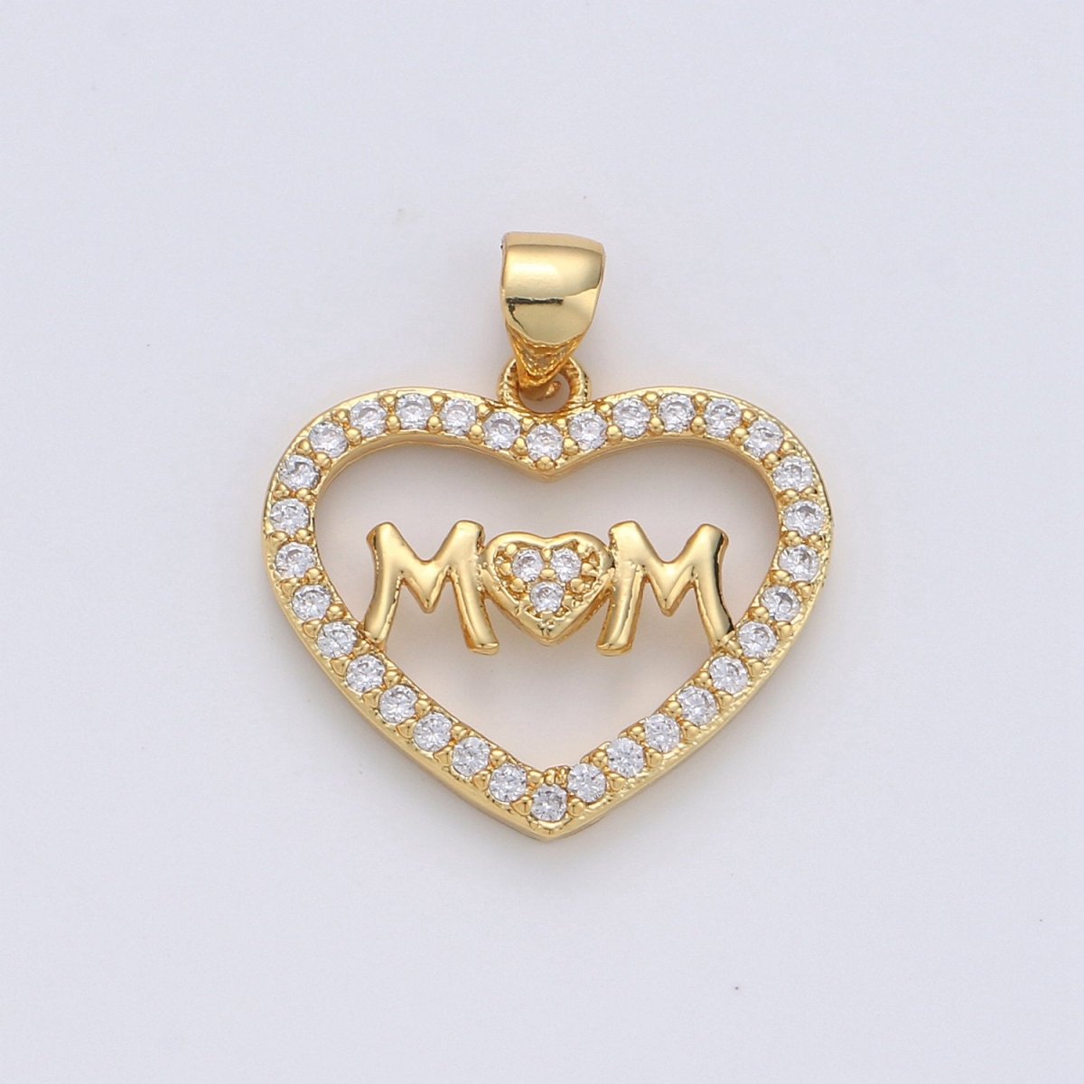 14k Gold Fill Micro Pave Mother Charm - Mom Necklace Charm - Mother Bracelet Charm - Mother's Day Gifts - Mom Letter Necklace Pendant I-667