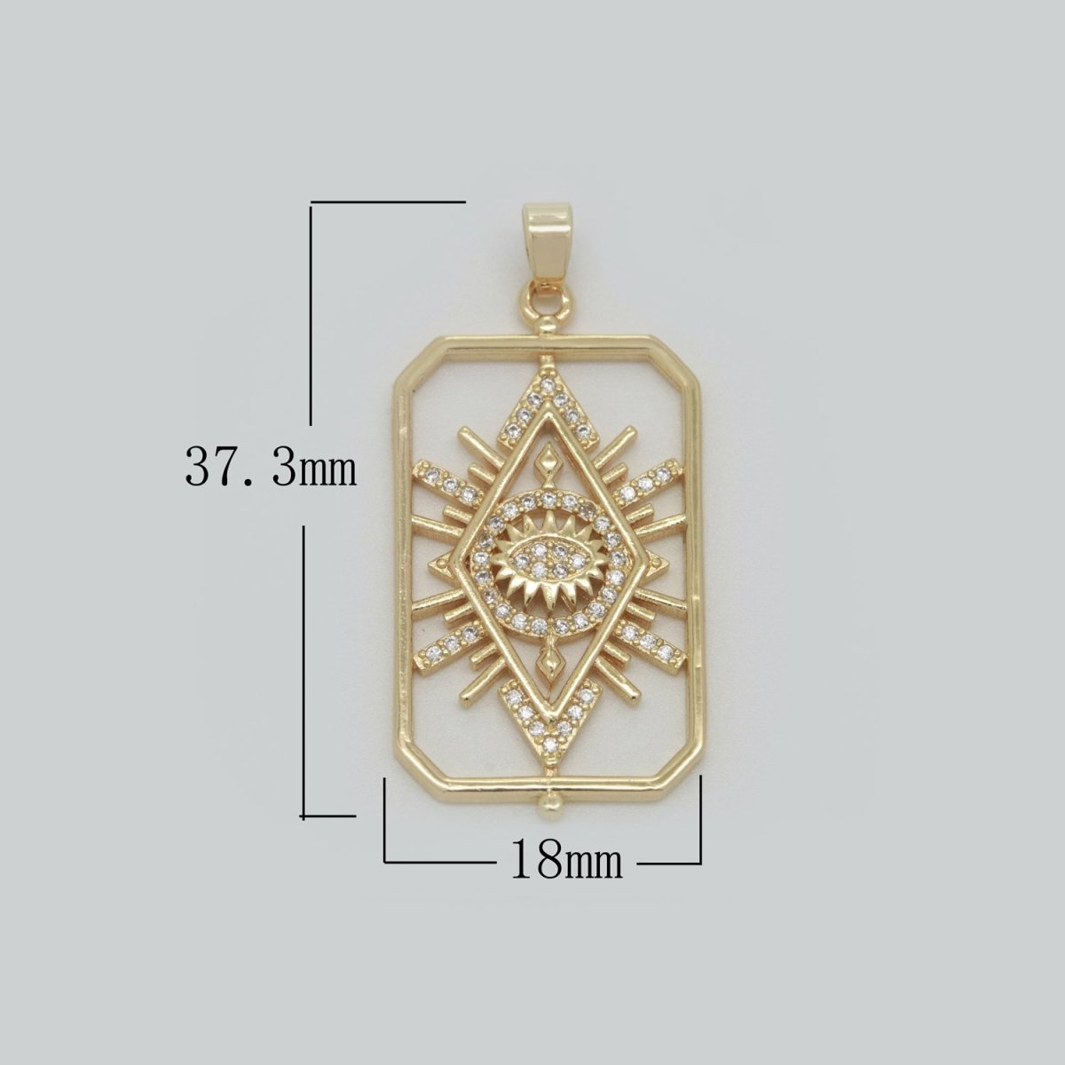 14k Gold Fill Micro Pave Star Burst Charm, Evil Eye Pendant Charm For DIY Necklace N-1388