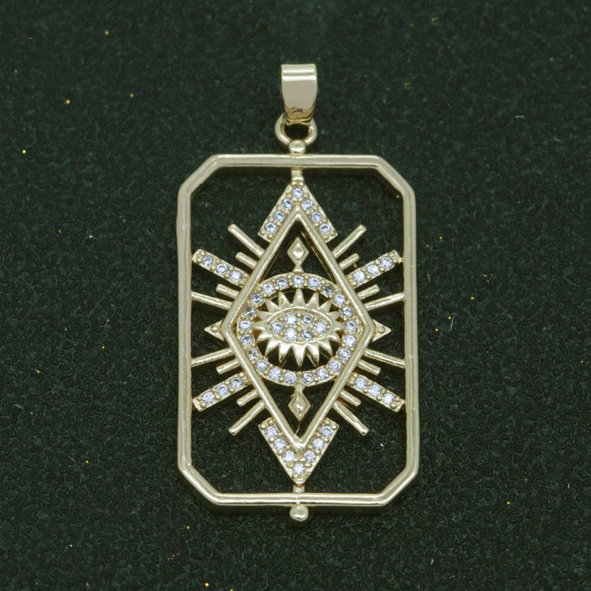 14k Gold Fill Micro Pave Star Burst Charm, Evil Eye Pendant Charm For DIY Necklace N-1388