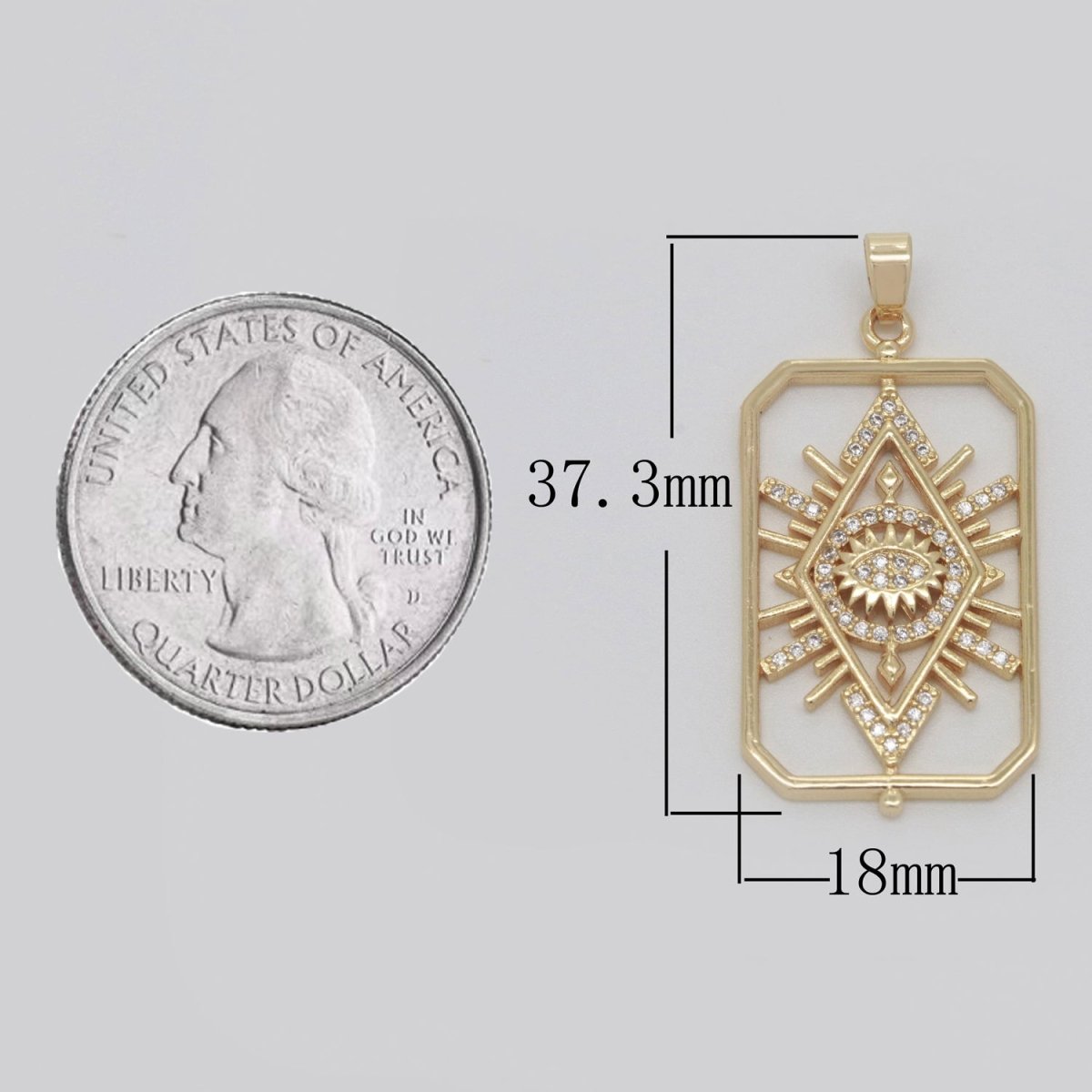 14k Gold Fill Micro Pave Star Burst Charm, Evil Eye Pendant Charm For DIY Necklace N-1388