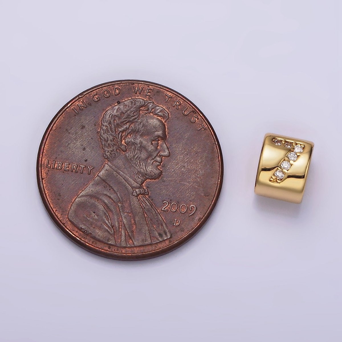 14K Gold Filled 0-9 Number Clear Micro Paved CZ Slider Bead Spacer | B-807~B-811