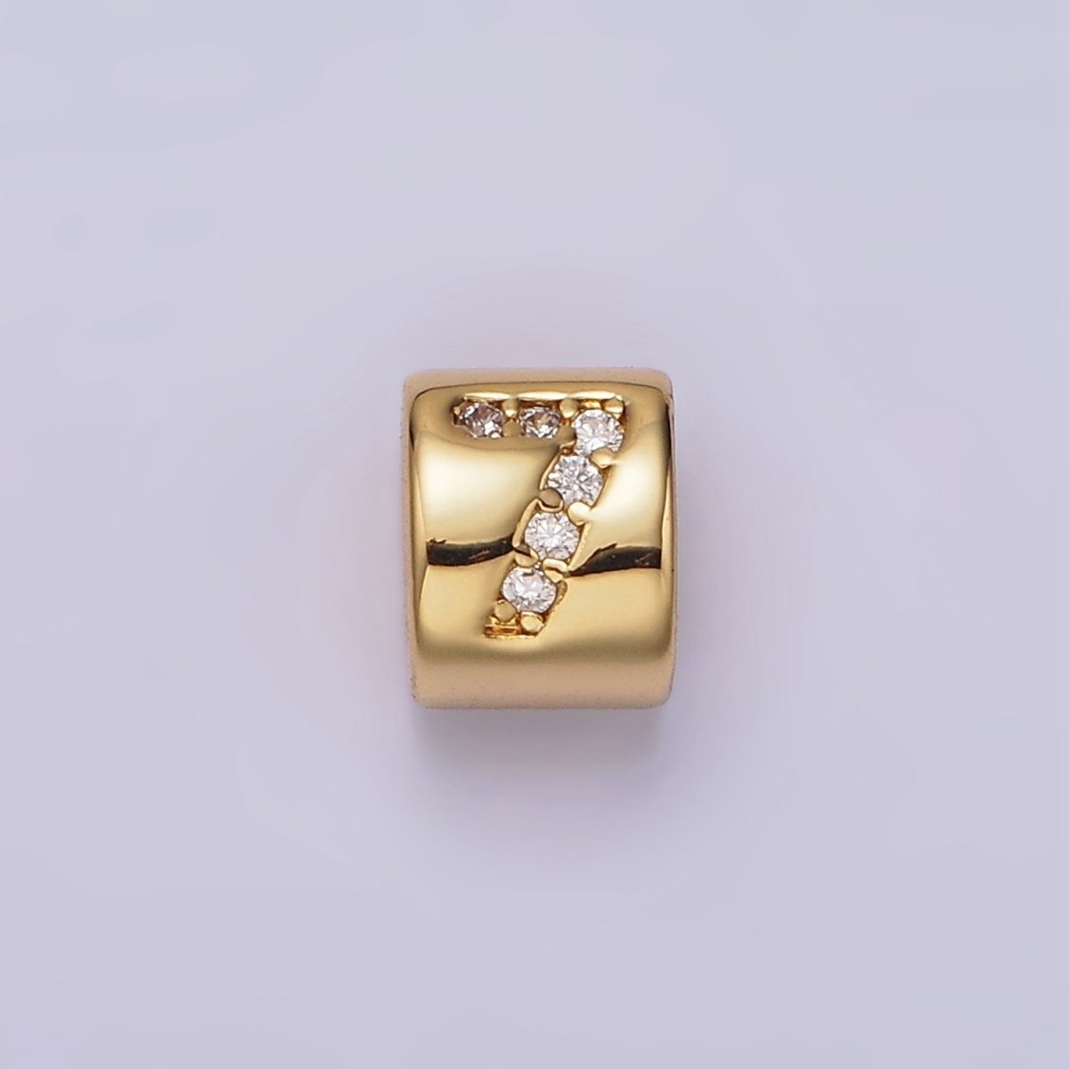 14K Gold Filled 0-9 Number Clear Micro Paved CZ Slider Bead Spacer | B-807~B-811
