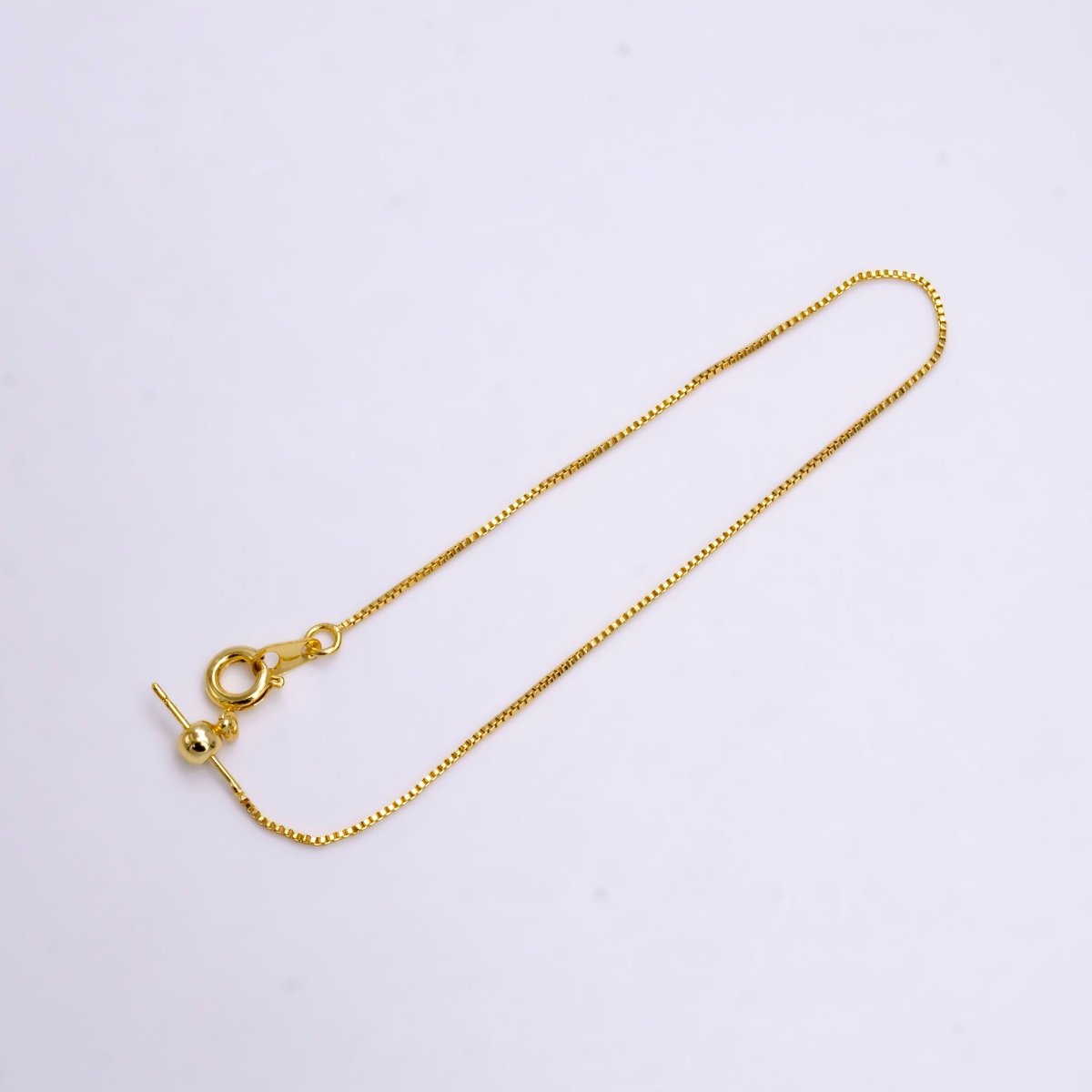 14K Gold Filled 0.8mm Dainty Box Chain 7.5 Inch Slider Bracelet Adjustable bracelet | Z-907