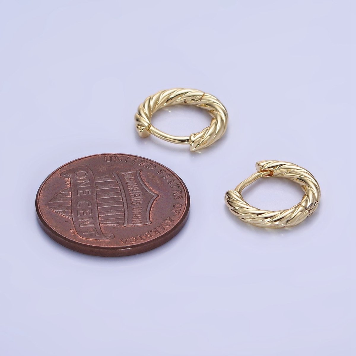 14K Gold Filled 10mm Croissant Twist Cartilage Huggie Earrings | AB1350