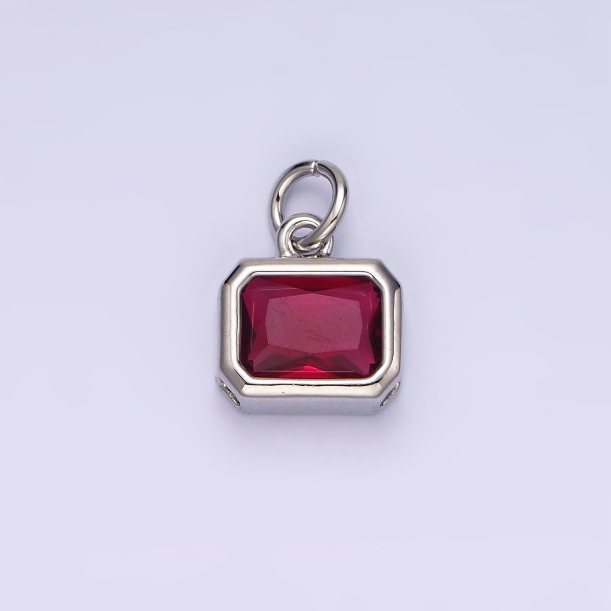 14K Gold Filled 10mm Personalized Birthstone Baguette Cubic Zirconia CZ Bezel Charm in Silver & Gold | N1600 - N1623