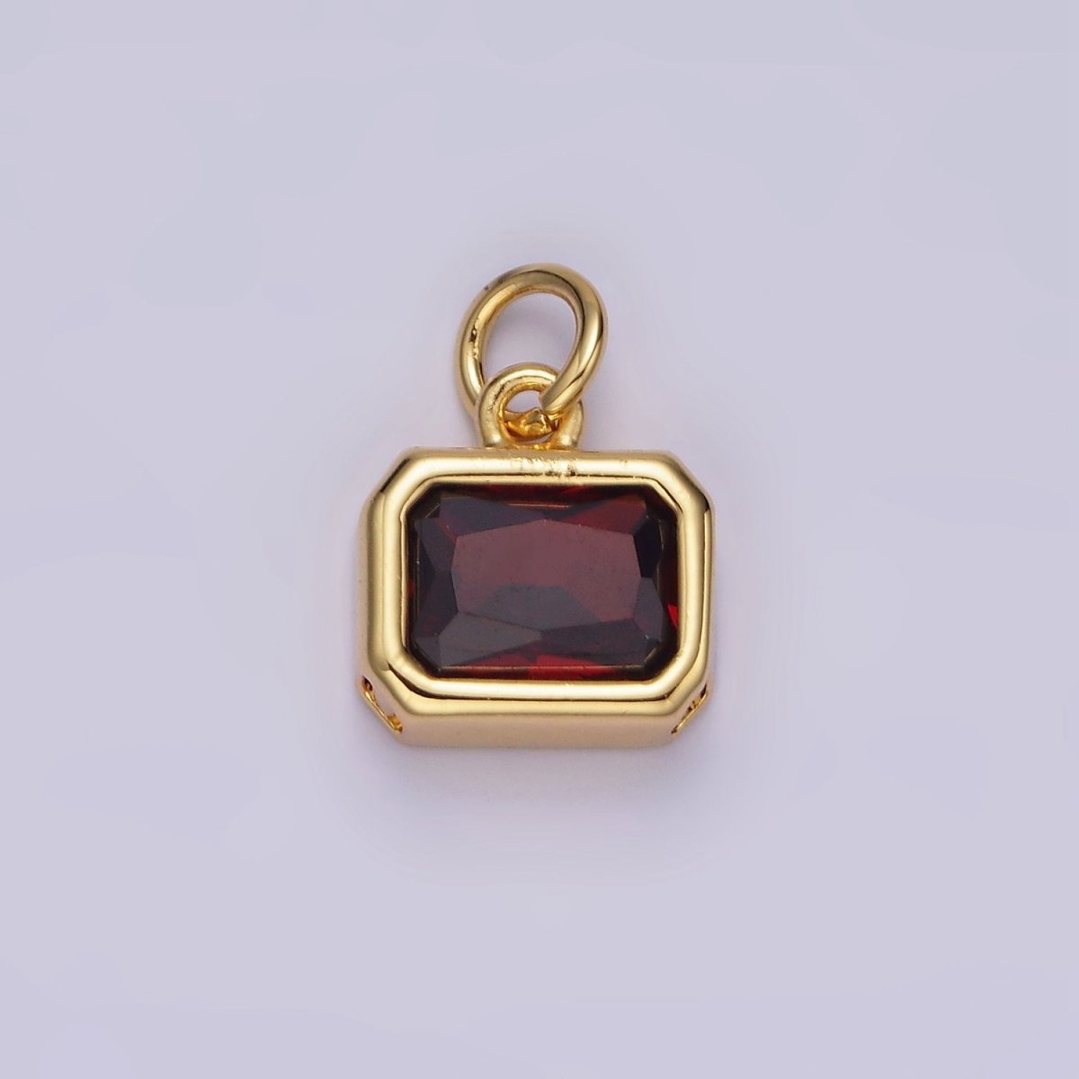 14K Gold Filled 10mm Personalized Birthstone Baguette Cubic Zirconia CZ Bezel Charm in Silver & Gold | N1600 - N1623