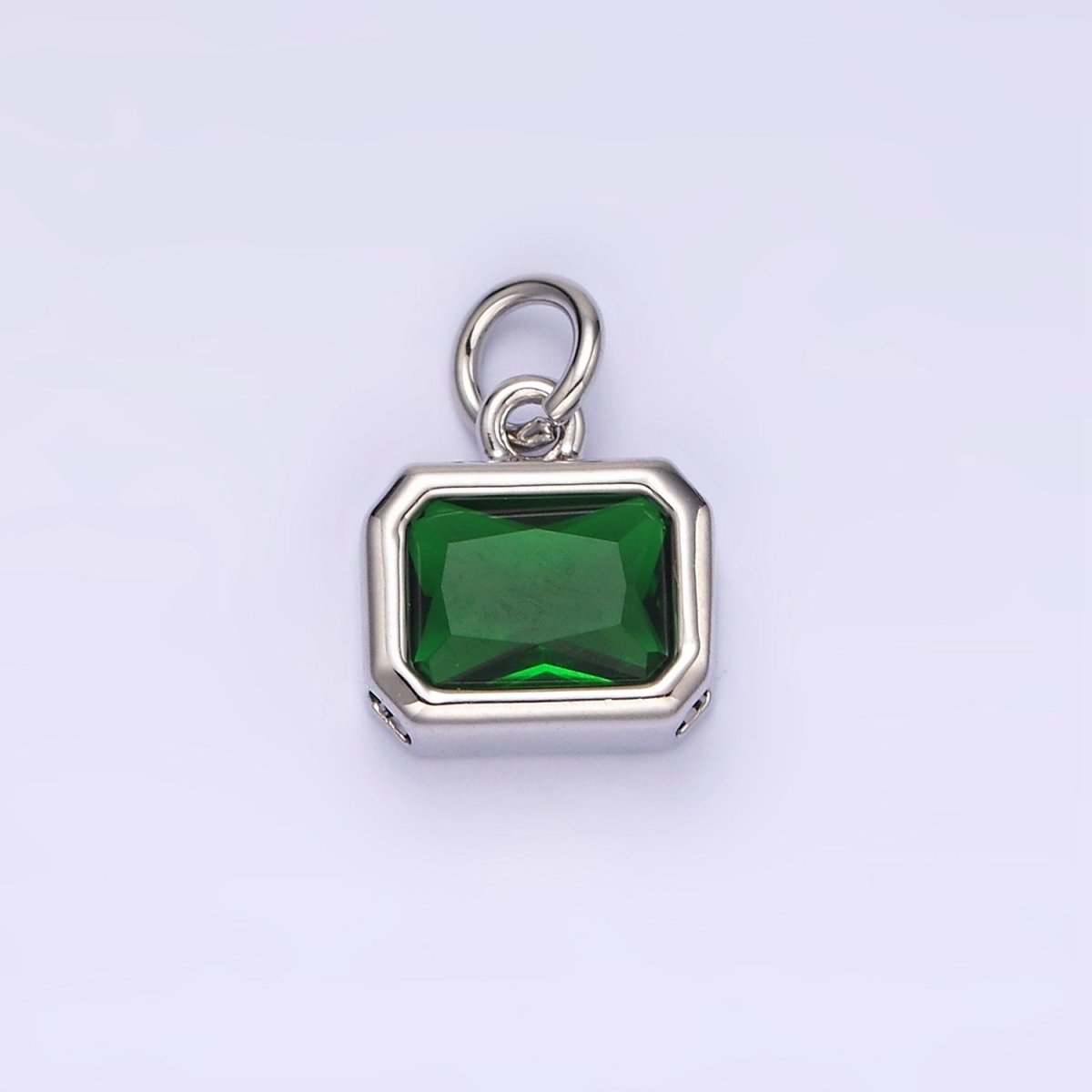 14K Gold Filled 10mm Personalized Birthstone Baguette Cubic Zirconia CZ Bezel Charm in Silver & Gold | N1600 - N1623