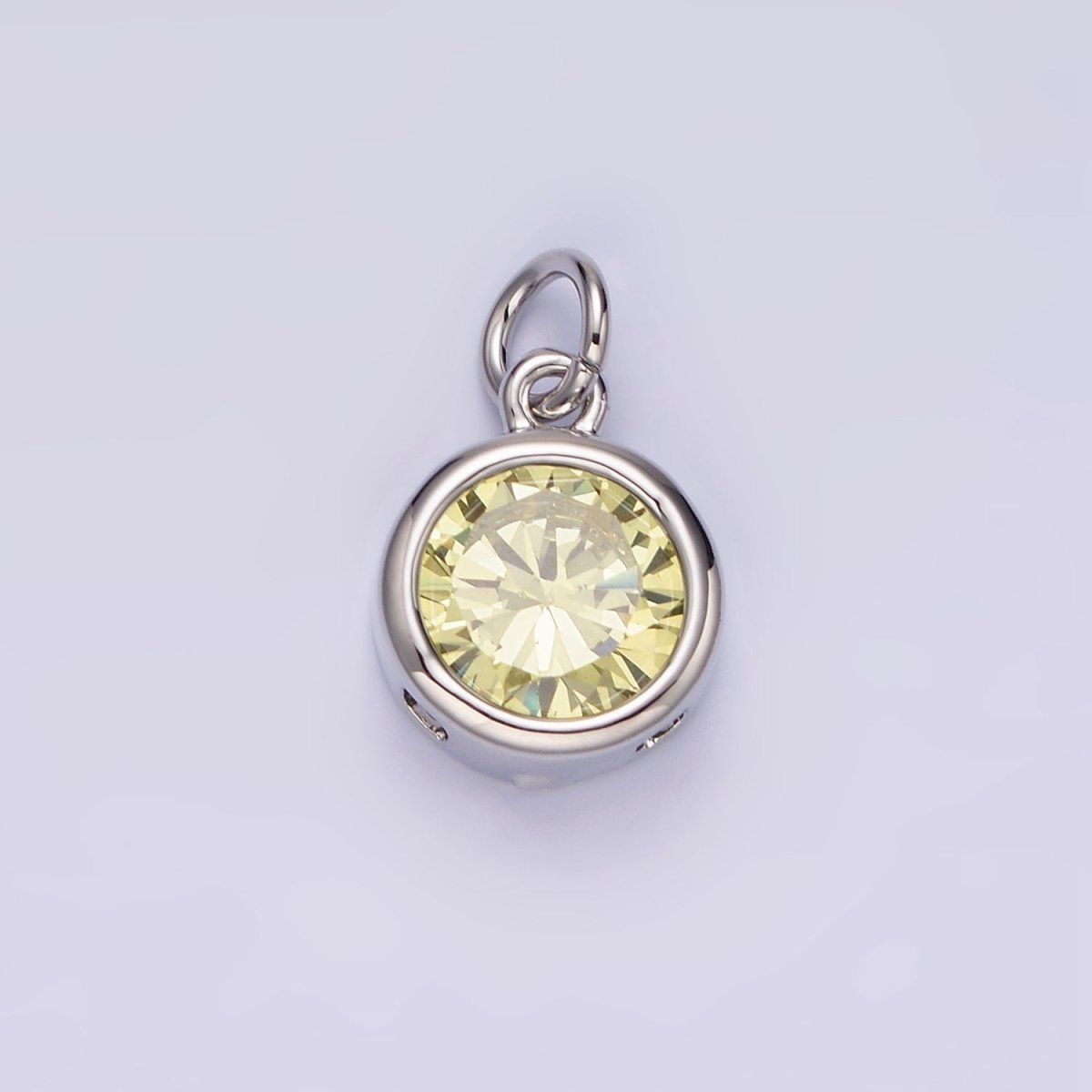 14K Gold Filled 10mm Personalized Birthstone Round Cubic Zirconia CZ Bezel Charm in Silver & Gold | N1575 - N1598