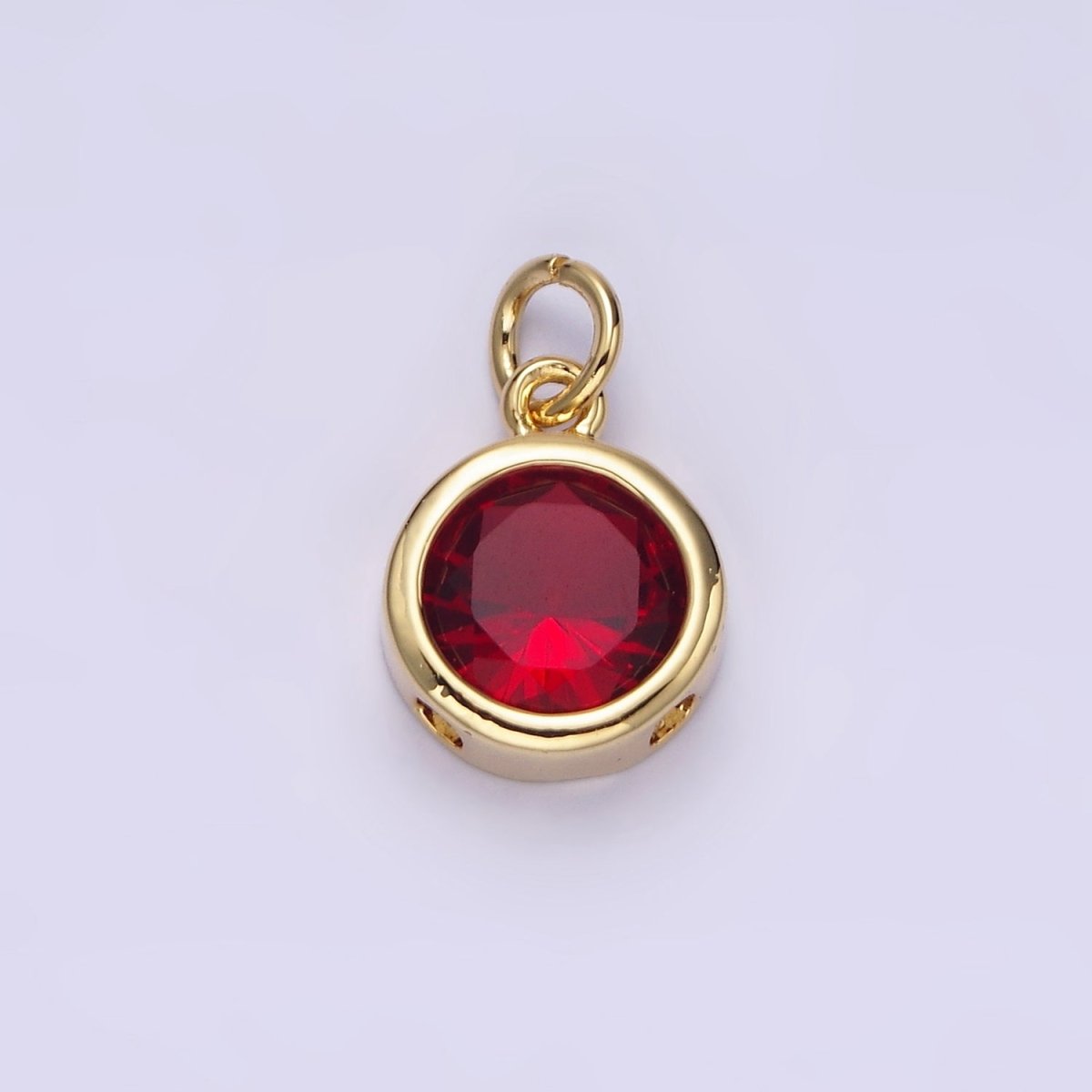 14K Gold Filled 10mm Personalized Birthstone Round Cubic Zirconia CZ Bezel Charm in Silver & Gold | N1575 - N1598