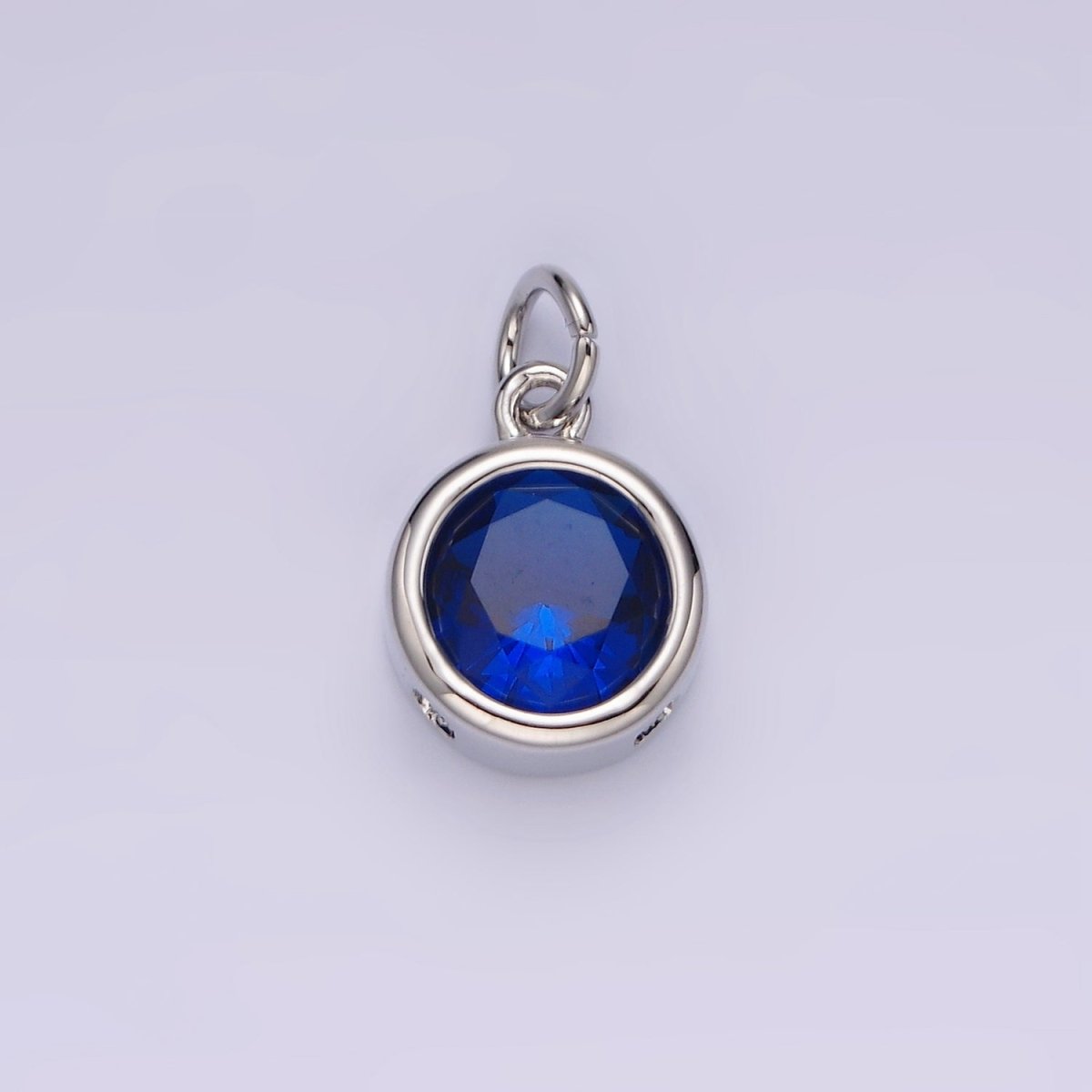 14K Gold Filled 10mm Personalized Birthstone Round Cubic Zirconia CZ Bezel Charm in Silver & Gold | N1575 - N1598