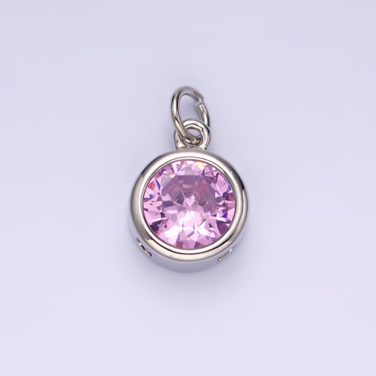 14K Gold Filled 10mm Personalized Birthstone Round Cubic Zirconia CZ Bezel Charm in Silver & Gold | N1575 - N1598