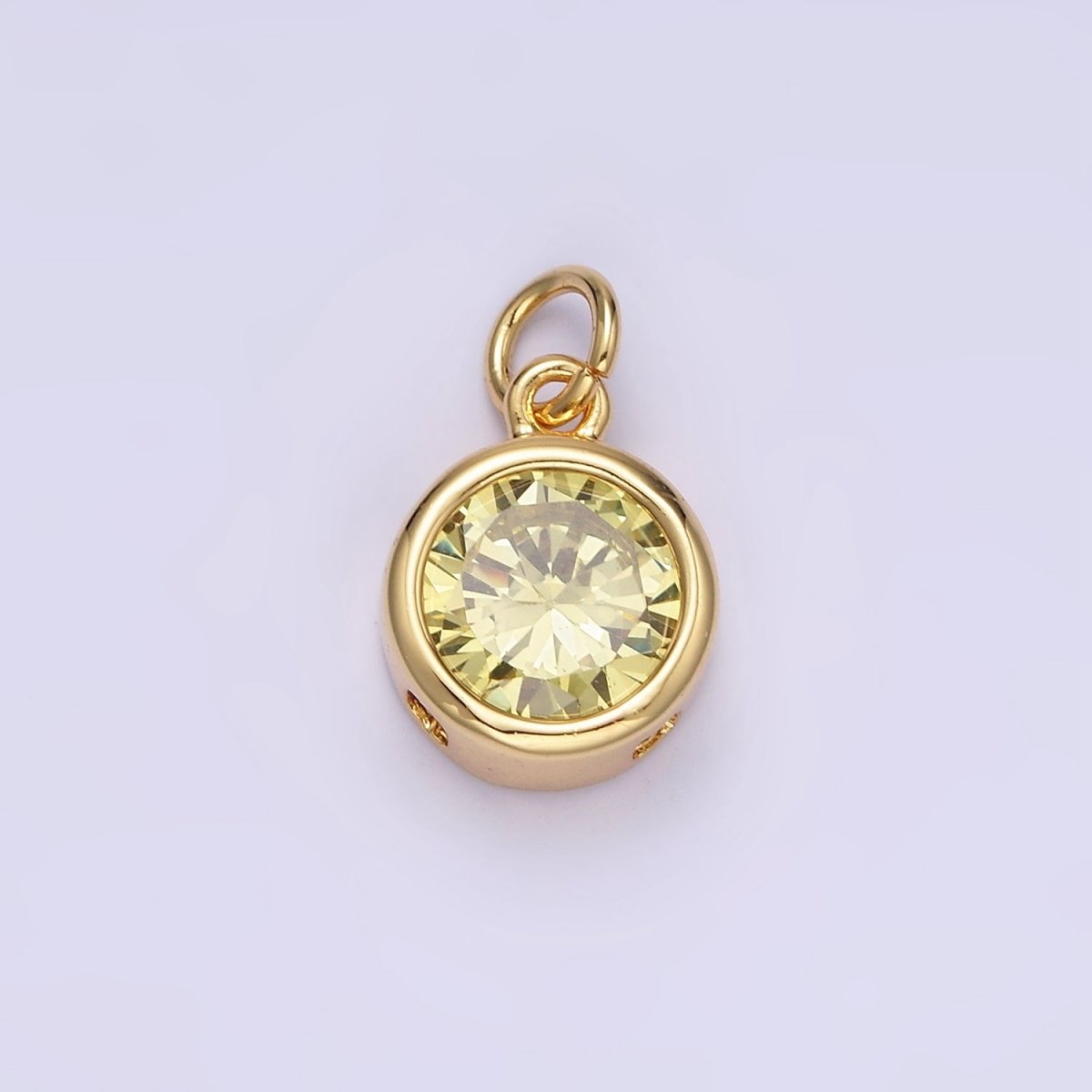 14K Gold Filled 10mm Personalized Birthstone Round Cubic Zirconia CZ Bezel Charm in Silver & Gold | N1575 - N1598