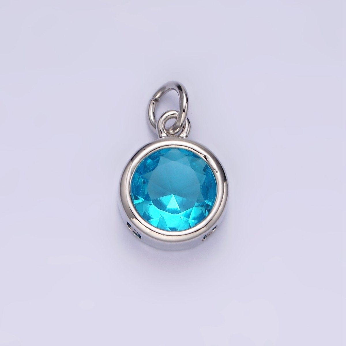 14K Gold Filled 10mm Personalized Birthstone Round Cubic Zirconia CZ Bezel Charm in Silver & Gold | N1575 - N1598