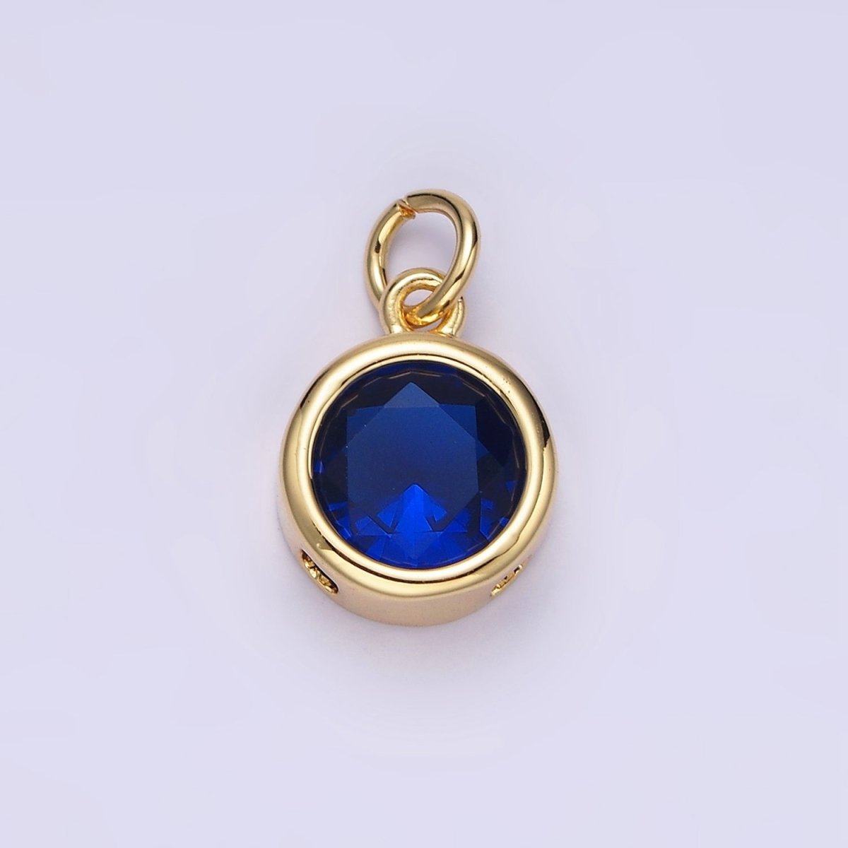 14K Gold Filled 10mm Personalized Birthstone Round Cubic Zirconia CZ Bezel Charm in Silver & Gold | N1575 - N1598