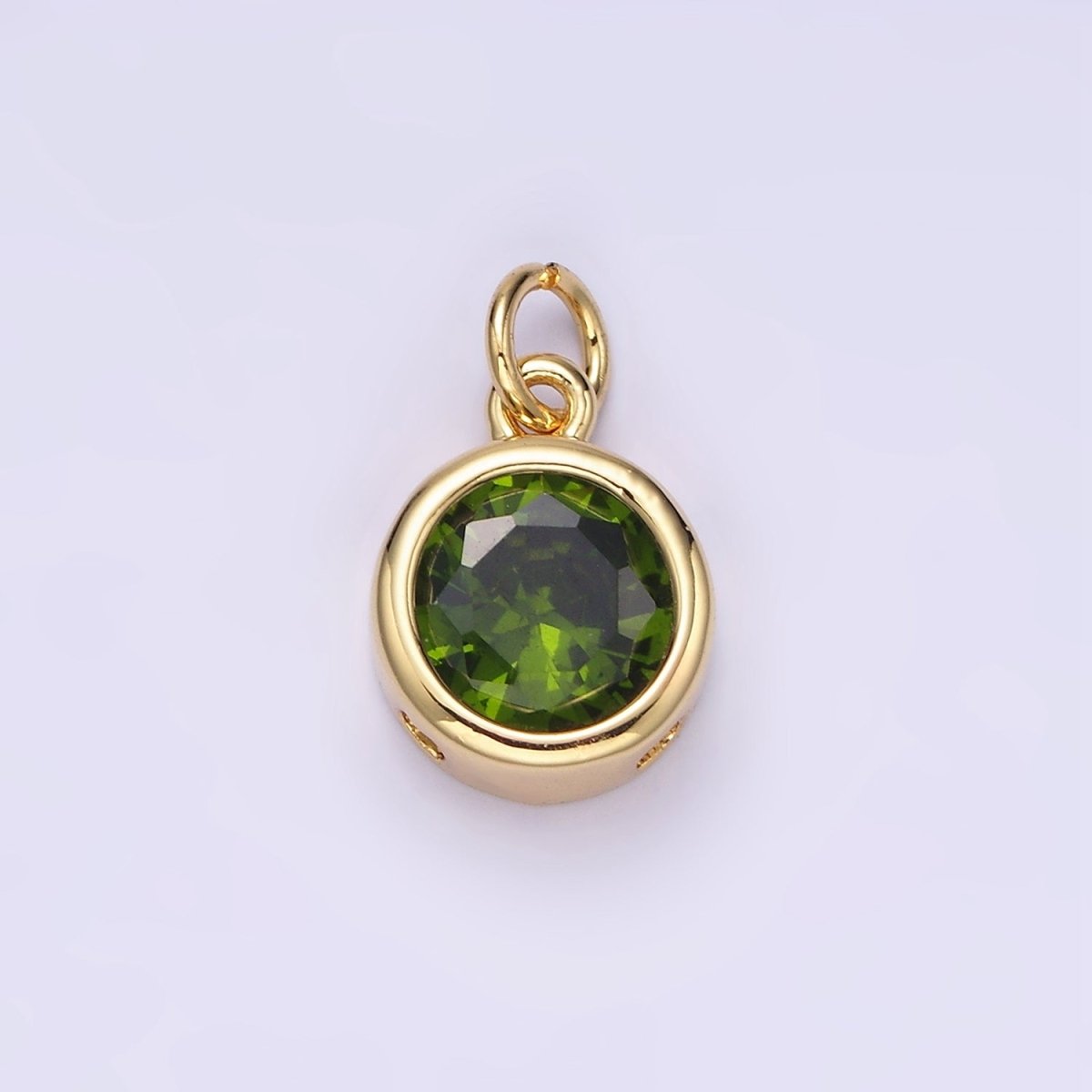 14K Gold Filled 10mm Personalized Birthstone Round Cubic Zirconia CZ Bezel Charm in Silver & Gold | N1575 - N1598