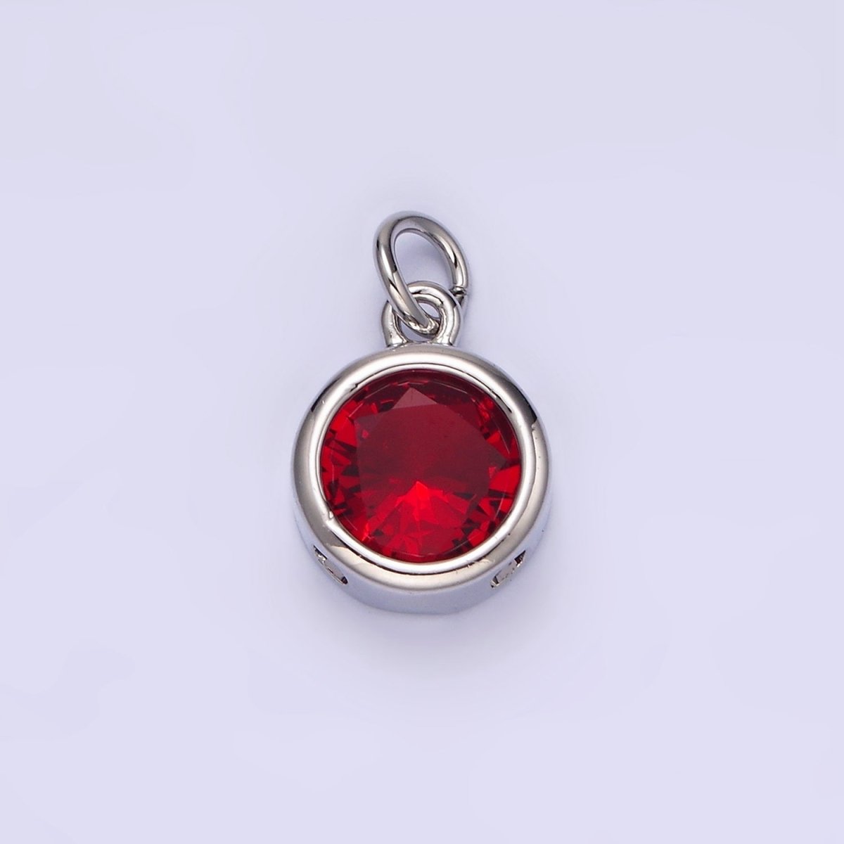 14K Gold Filled 10mm Personalized Birthstone Round Cubic Zirconia CZ Bezel Charm in Silver & Gold | N1575 - N1598