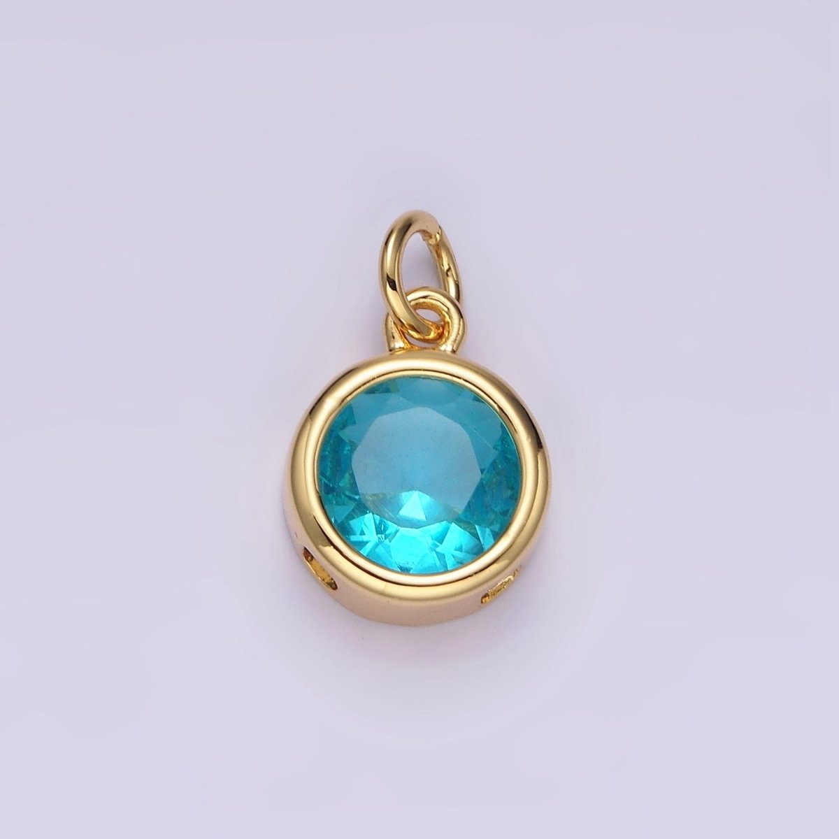 14K Gold Filled 10mm Personalized Birthstone Round Cubic Zirconia CZ Bezel Charm in Silver & Gold | N1575 - N1598