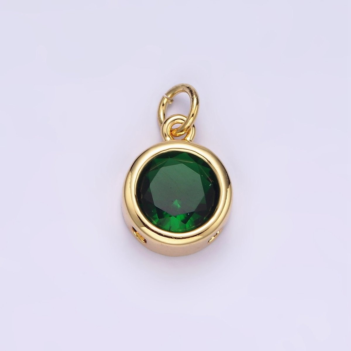 14K Gold Filled 10mm Personalized Birthstone Round Cubic Zirconia CZ Bezel Charm in Silver & Gold | N1575 - N1598