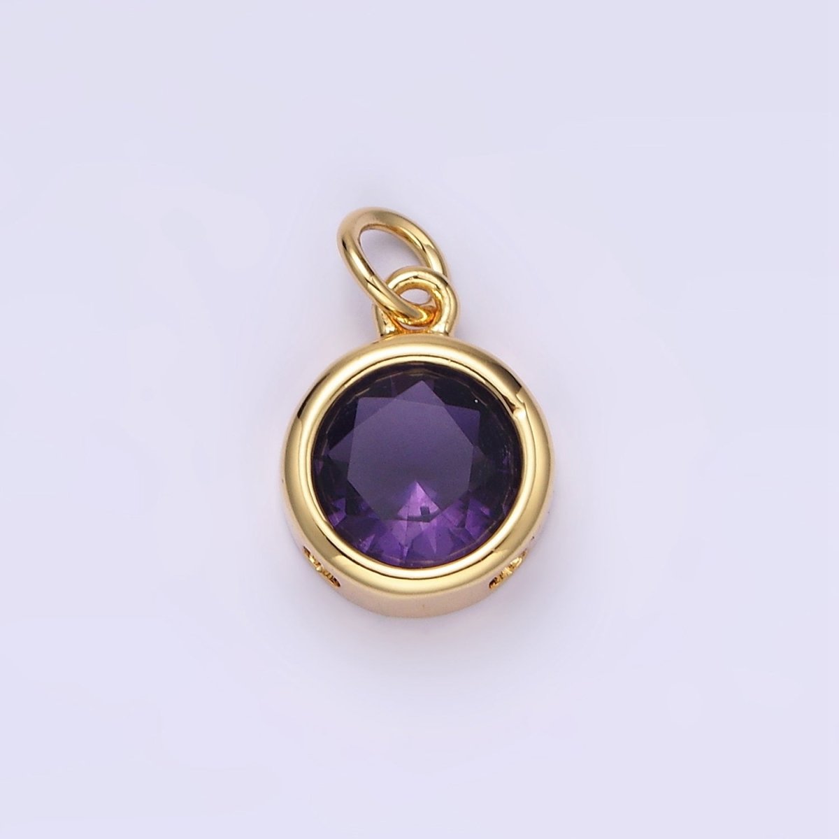 14K Gold Filled 10mm Personalized Birthstone Round Cubic Zirconia CZ Bezel Charm in Silver & Gold | N1575 - N1598