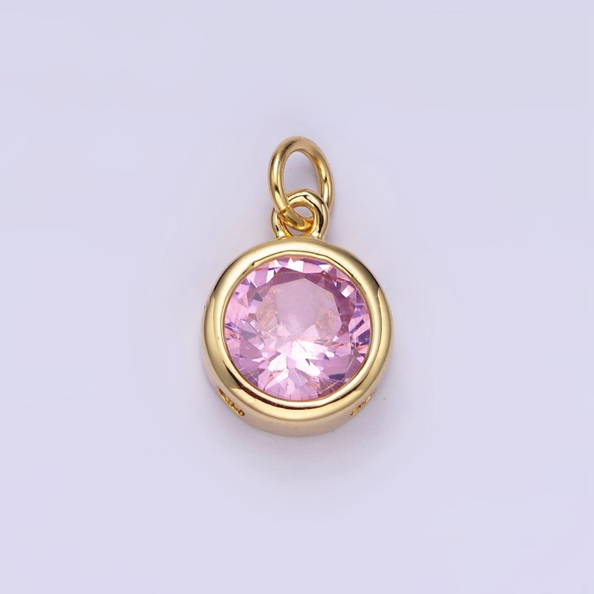 14K Gold Filled 10mm Personalized Birthstone Round Cubic Zirconia CZ Bezel Charm in Silver & Gold | N1575 - N1598