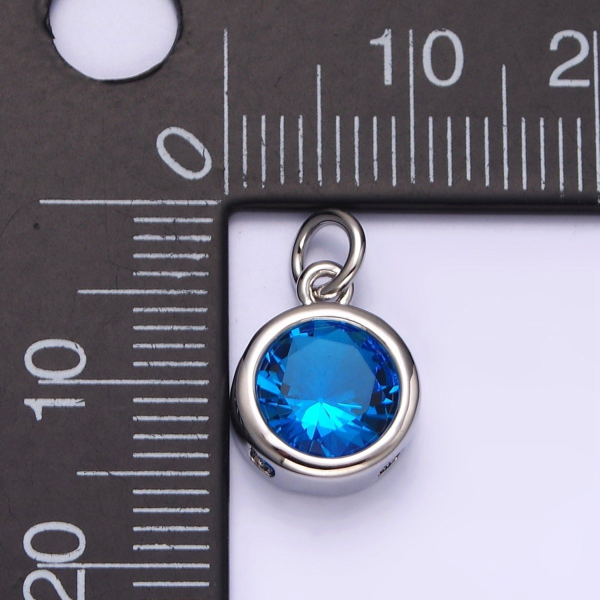 14K Gold Filled 10mm Personalized Birthstone Round Cubic Zirconia CZ Bezel Charm in Silver & Gold | N1575 - N1598