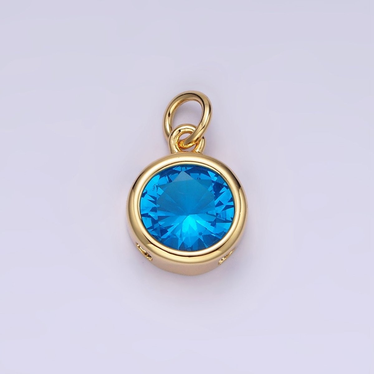 14K Gold Filled 10mm Personalized Birthstone Round Cubic Zirconia CZ Bezel Charm in Silver & Gold | N1575 - N1598