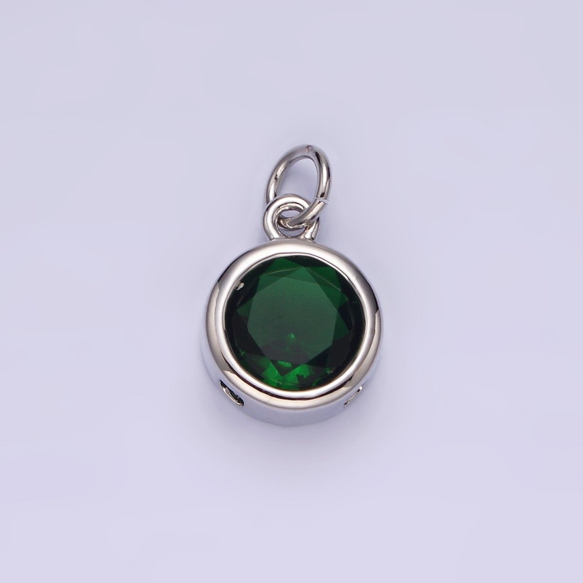 14K Gold Filled 10mm Personalized Birthstone Round Cubic Zirconia CZ Bezel Charm in Silver & Gold | N1575 - N1598