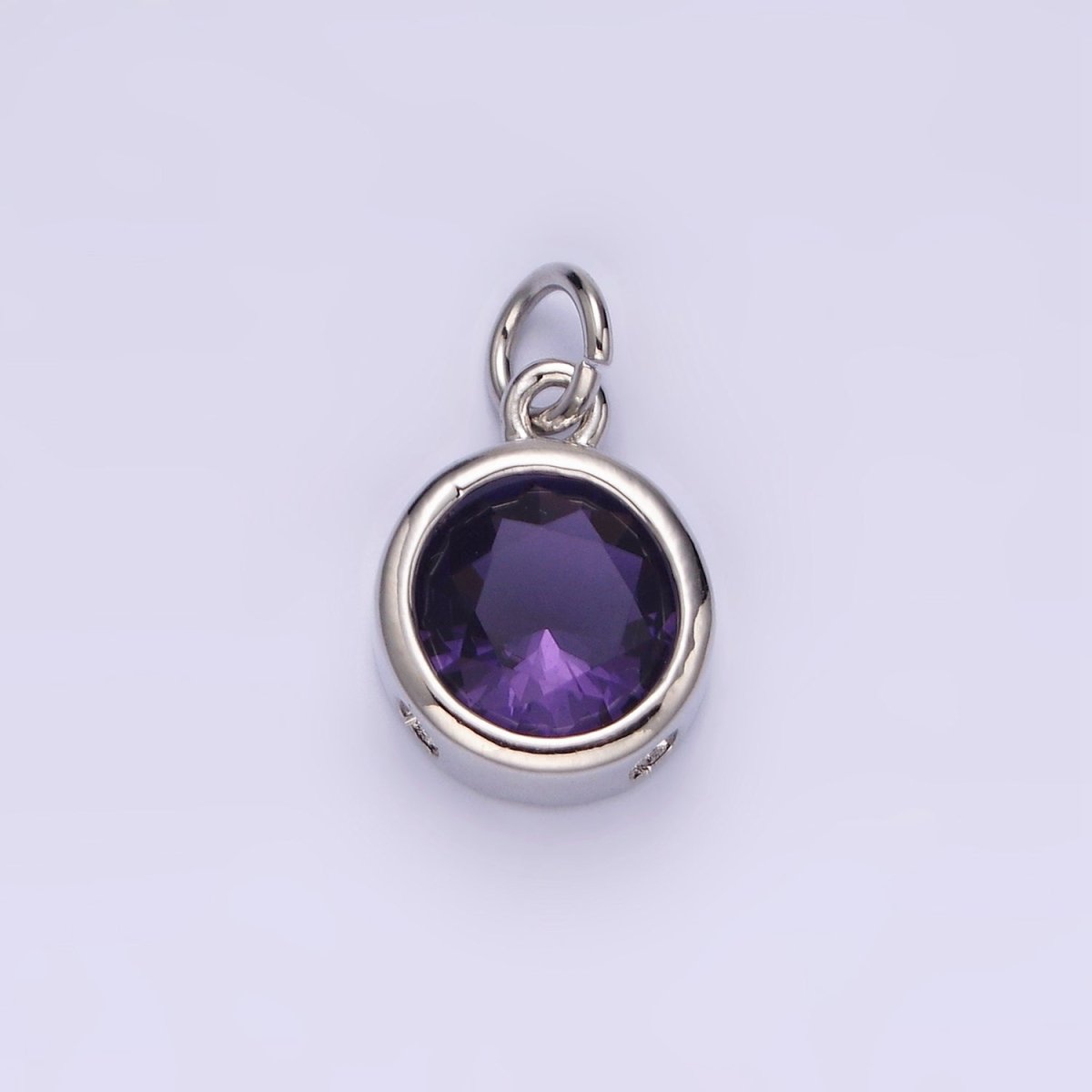 14K Gold Filled 10mm Personalized Birthstone Round Cubic Zirconia CZ Bezel Charm in Silver & Gold | N1575 - N1598